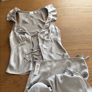 Aritzia SET ashen tonka top elixir skirt